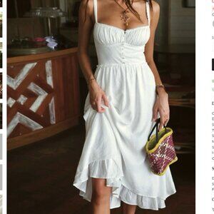 Commense Ruffle Hem Cami Plain Midi Dress - NWT - Size Small